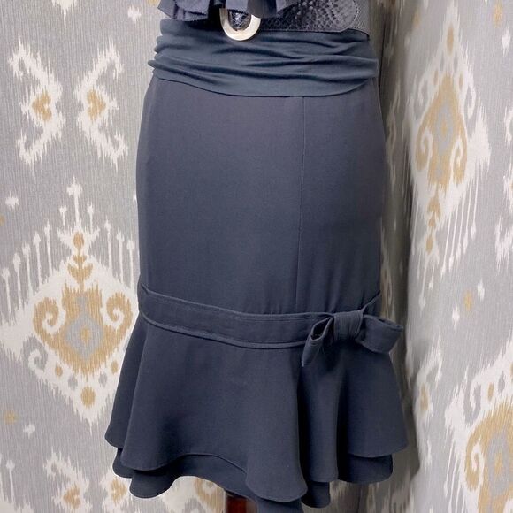 Ralph Lauren Vintage 2000 Collection Black Crepe Ruffle Bow Hem Tulip Skirt - Picture 13 of 16